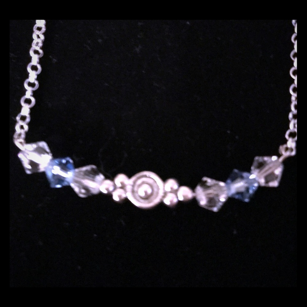 Elegant Sterling Silver and Blue Swarvoski Crystal Necklace